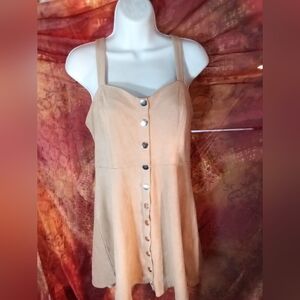 Forever 21 Tan Strapless Dress with Button Detail
